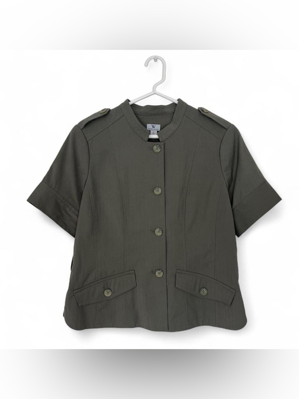 Worthington Olive Green Short-Sleeve Utility Jacket